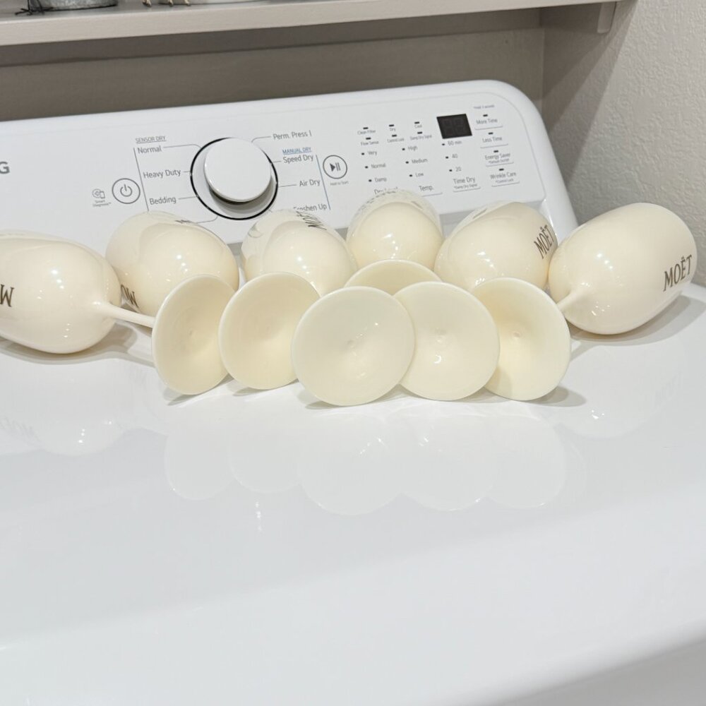 6 Vintage Moet & Chandon Ice Imperial Cream & Gold Acrylic Champagne Goblets - Picture 12 of 17